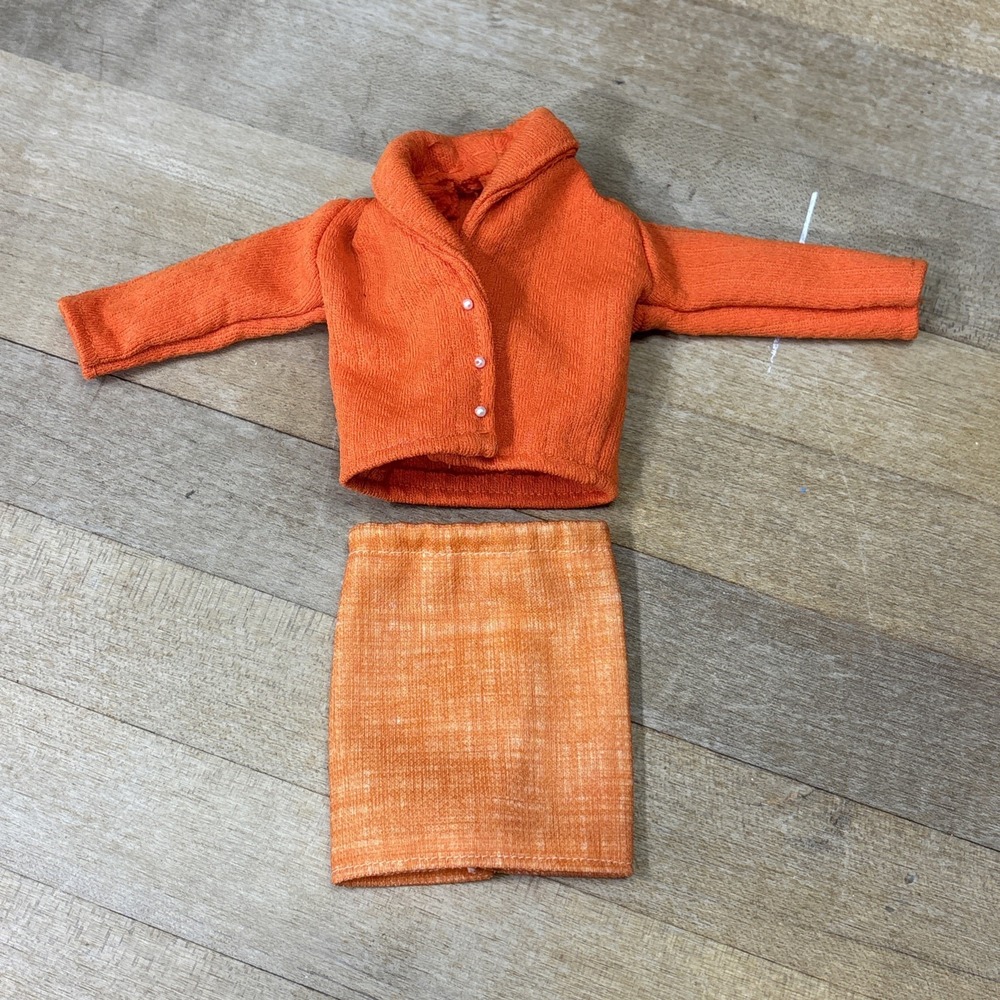 Vintage 1959 Mattel Barbie #976 Sweater Girl Orange Cardigan Skirt Outfit
